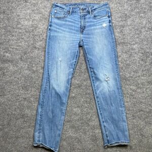 American Eagle Airflex+ Slim Straight Mens Jeans 30x32 (Meas 30x28) Distressed